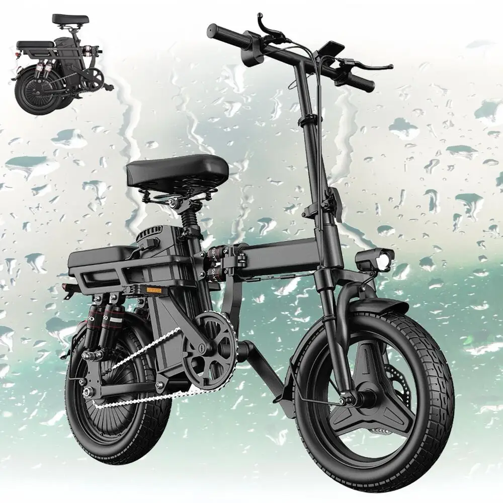 

Compact 14-Inch Folding Electric Bike - 500W Power, 19 MPH Speed, 30 Miles Long-Range, 48V Battery, Adult for Comfortable Riding