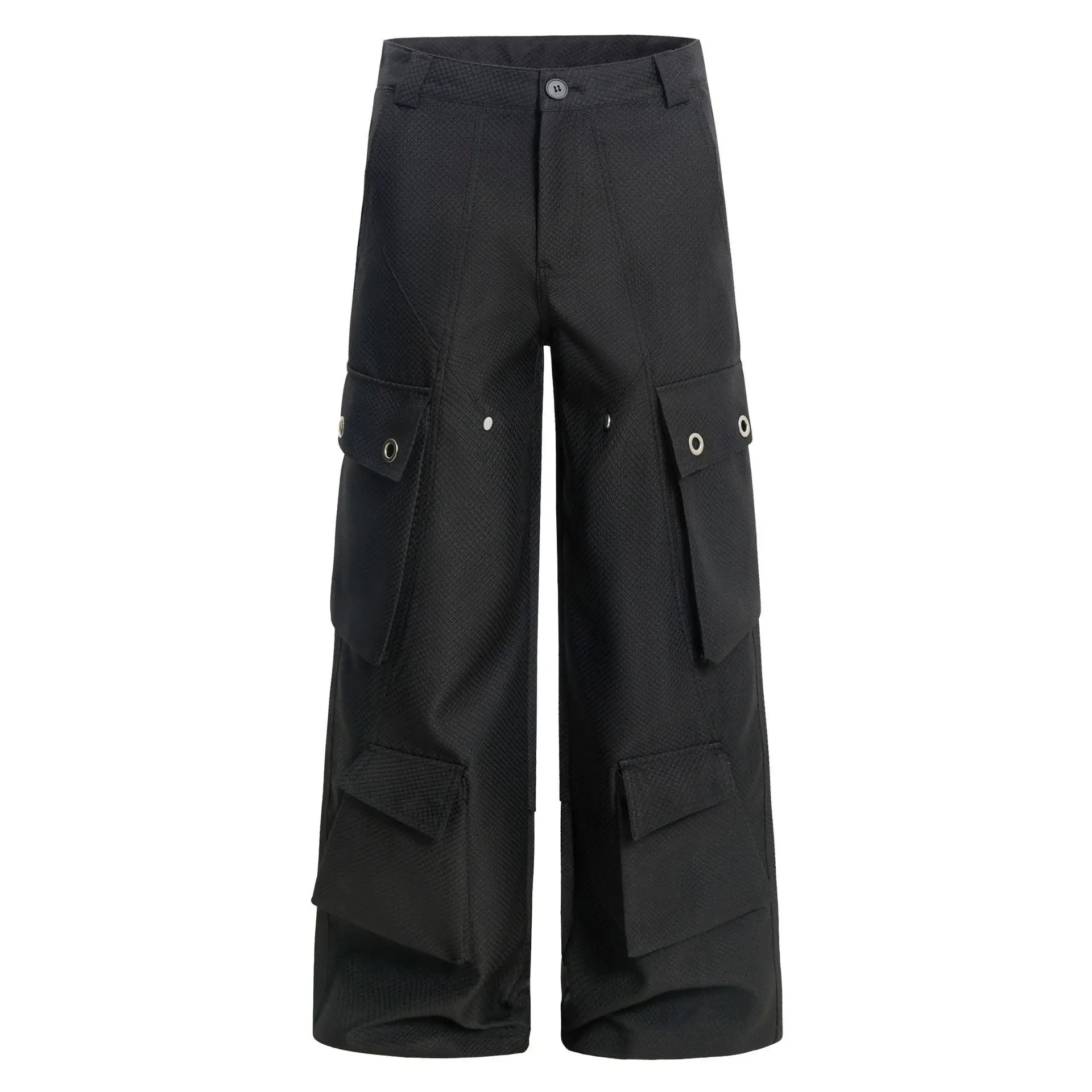 OR FL Texture Sensation Multiple Pockets Cannonball Pants Baggy Wide Leg Deconstruction Cargo Trousers Floor-length Pants Y2k