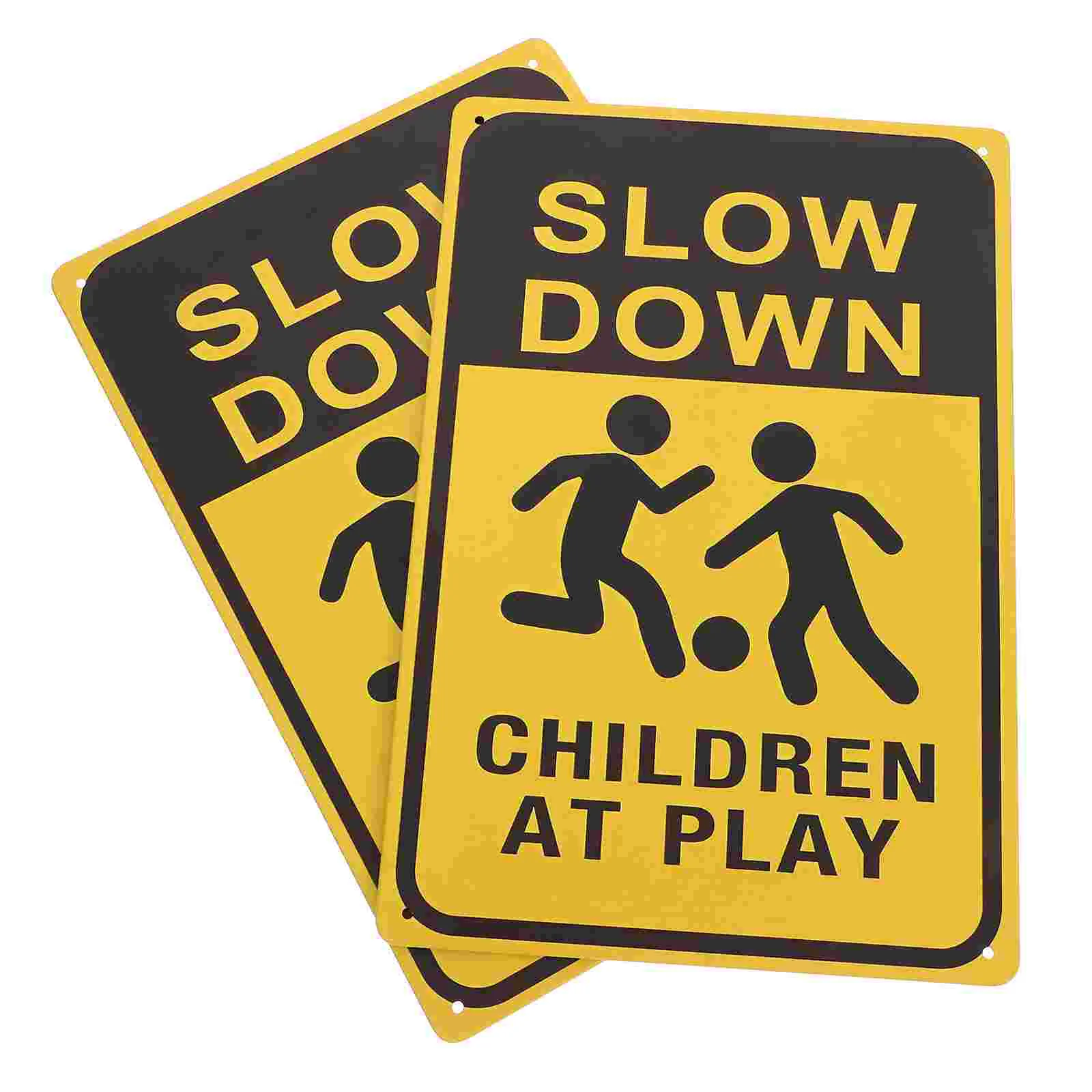 Child Safety Sign Children Playing Signs Double Sided Slow down at Kids for Street Iron