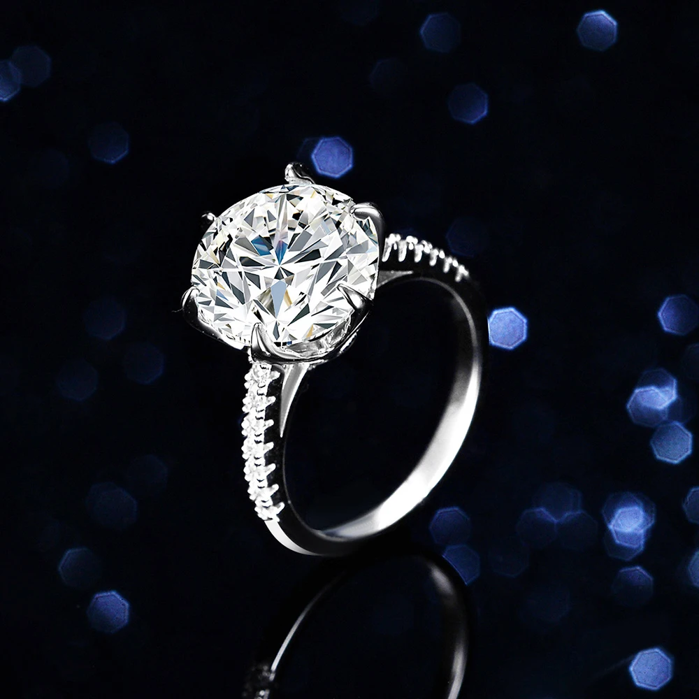 Joyce Kelly Ring aus 925er-Sterlingsilber mit 5-Karat-Moissanit-D-Farbe, VVS1, luxuriöser Diamant-Schmuck für Damen, funkelnde Lichter – Detail 3