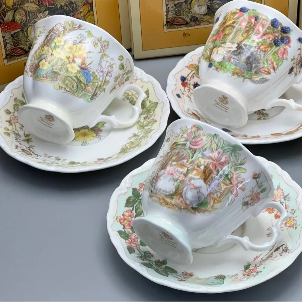 Royal Doulton Rats Moving House Four Seasons Plate Collection Dessert Coffee Tea Cup Saucer Set Gift Box Mugs Coffee Cups