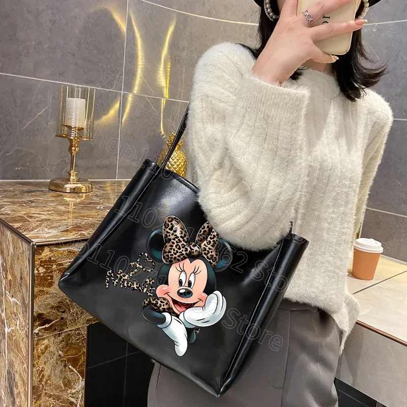 Minnie Mickey Mouse Handbags Disney Shoulder Bags Portable Large Capacity Bag Anime Movie Graphic Print Handbag Birthday Gifts