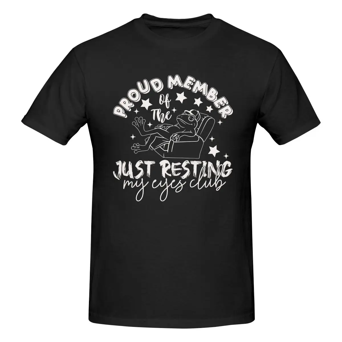 Men Frog Just Resting My Eyes Club T-Shirt Regular Fit 100% Cotton Short Sleeve T Shirt Crew Neck Casual Tee Shirt Tops