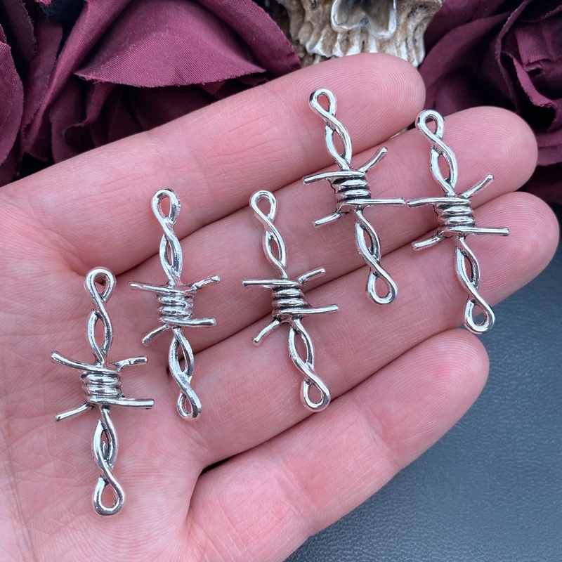 10pcs 40*17mm Gothic Punk Style Barbed Wire Small Thorns Accessories DIY Handmade Necklace Earrings Bracelet Accessories ﻿