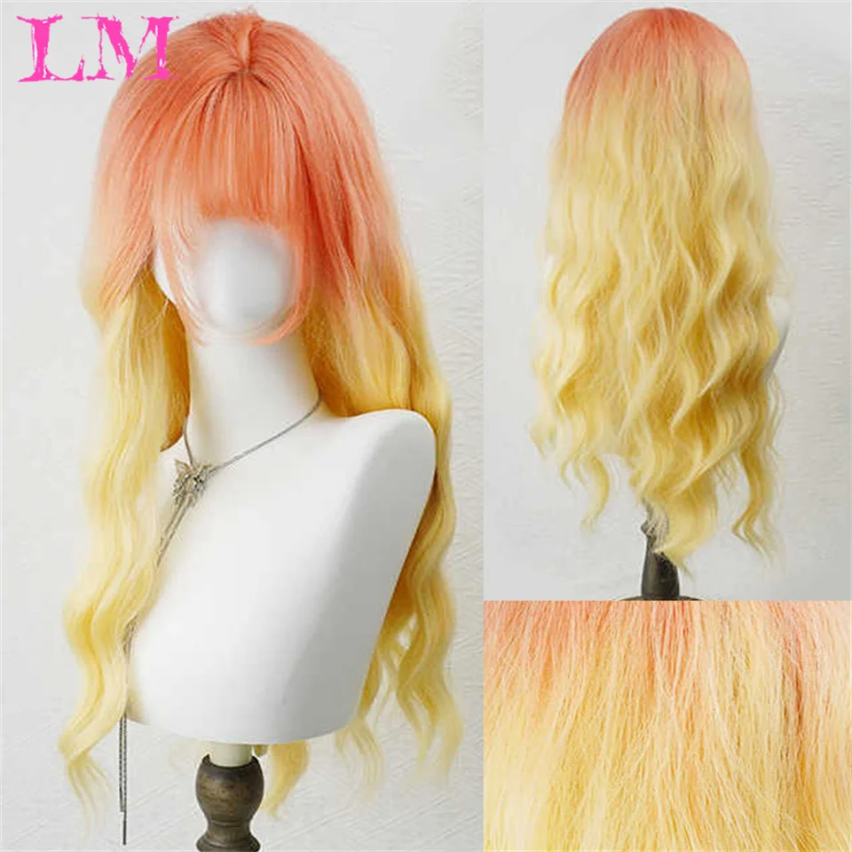 

LM блондинка женский синтетический парик с большими волнами и длинными вьющимися волосами парик полный комплект головы Хэллоуин косплей повседневное платье парик
