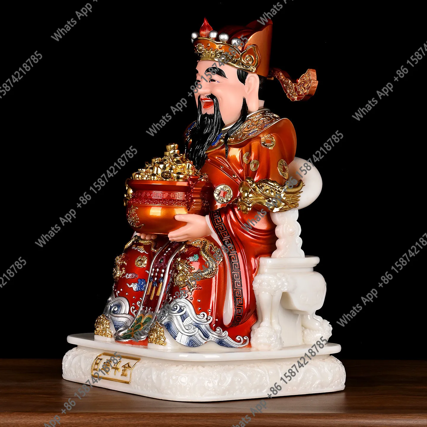 White jade God of Wealth Statue Enshrine Statue Home Attracting Wealth and Treasure 2026 new store ornaments for the God of Weal