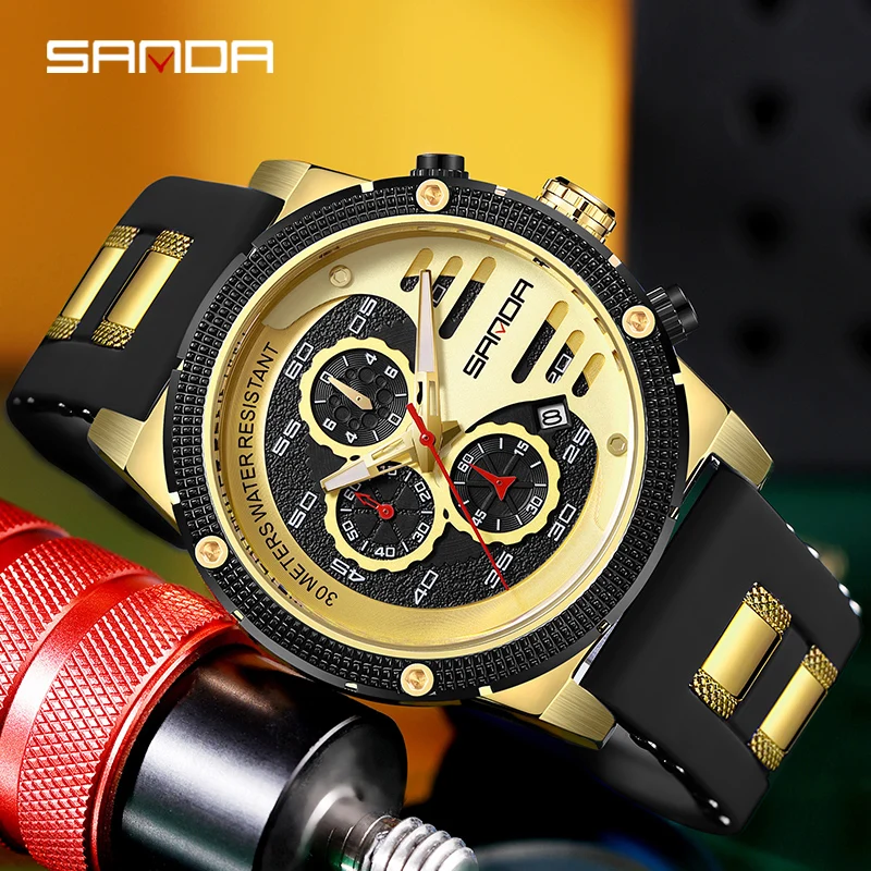 SANDA 5508 orologio da uomo Casual di alta qualità orologio da polso da uomo al quarzo militare con cronografo luminoso impermeabile di lusso