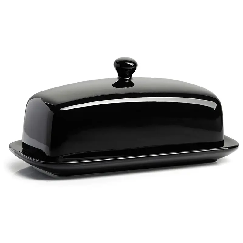 

Large Butter Holder, 7.8" Porcelain Butter Keeper With Lid, Butter Dish For East& West Coast Sticks