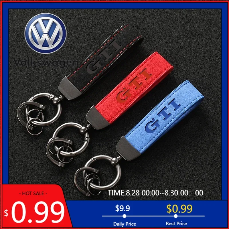 

VW 2026 Hot Suede Car Key Chains Holder Key Ring for Volkswagen VW GTI Rline Passat Touareg Tiguan Golf Bora Jetta Mk6 Beetle Sc