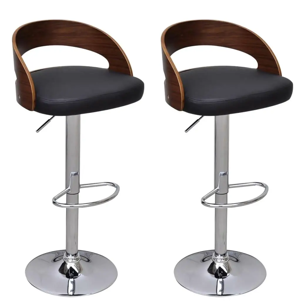 Set of 2 Bent Wood Bar Stools - Stylish & Durable Wooden Seating for Kitchen or Dining Room