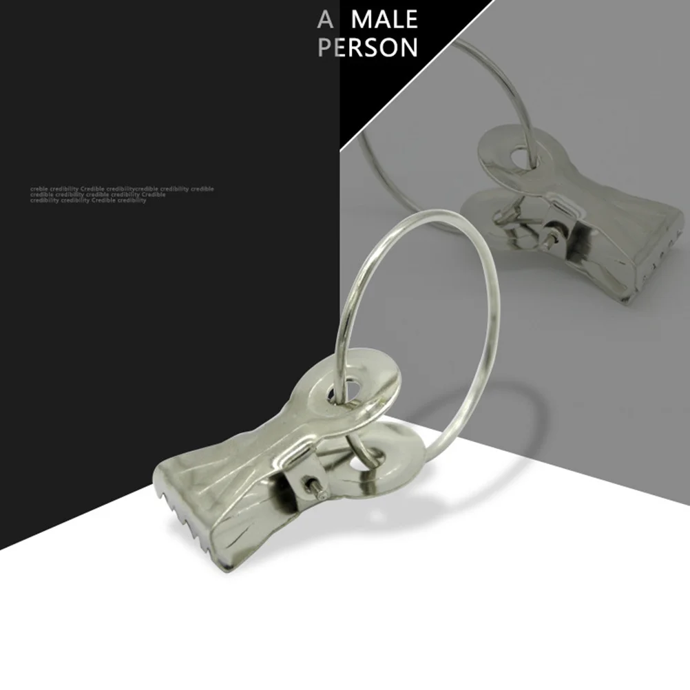 

20pcs Stainless Steel Curtain Clips For Hanging Lights Towels Crafts Drapes Indoor Outdoor Use Curtain Hanger Ring