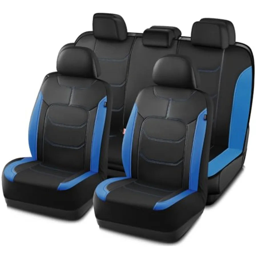 

Премиальные кожаные чехлы для автомобильных сидений, полный комплект, синие, совместимые с подушками безопасности, универсальные, подходят для легковых автомобилей, фургонов, грузовиков, внедорожников.