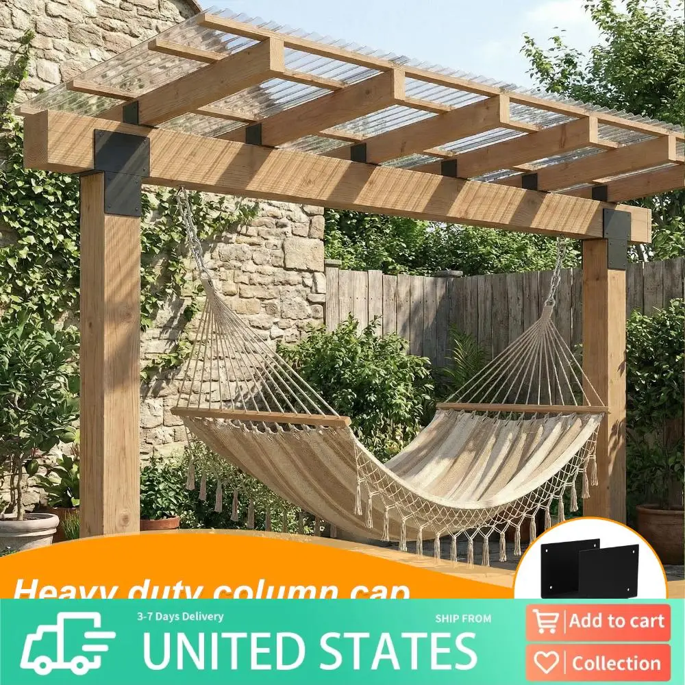 

2 Pack Post Caps Tie Brackets 6x6 Joist Hanger Brackets Post Anchor Inside Mount Bracket for Gazebo Deck & Porch Post To Beam