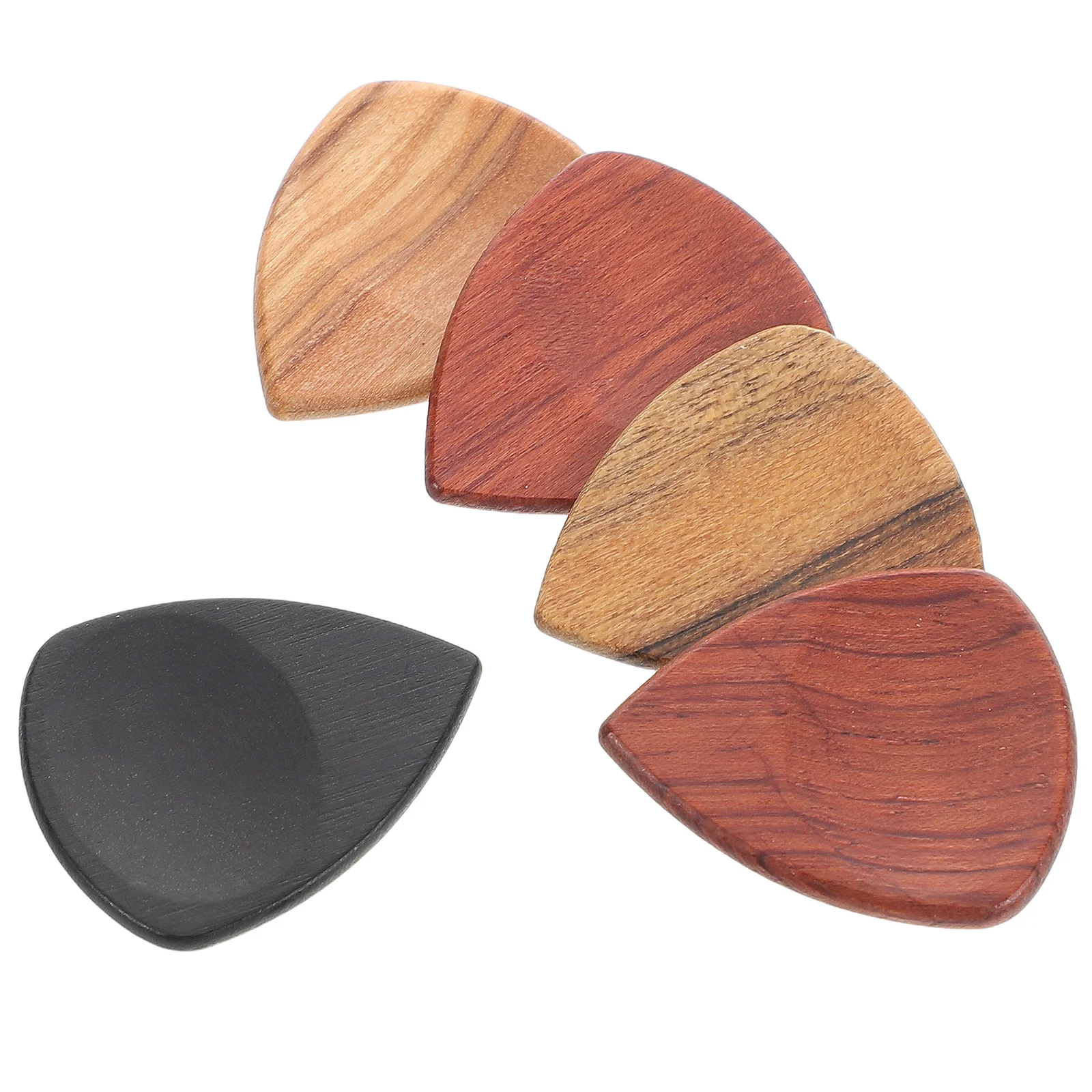 

5Pcs Solid Wood Guitar Picks Ergonomic Thumb Groove Design Reliable Grip for Electric Acoustic Guitar Recording