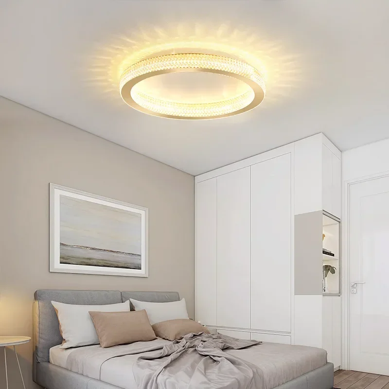 Nordic Modern Minimalist Bedroom Round Crystal Ceiling Lamp Luxury Master  Led Warm Indoor Lighting For Home image 2
