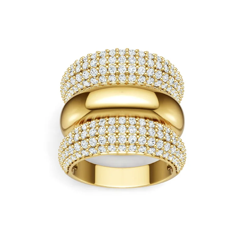 

R16370 Lefei Fashion Trendy Luxury Diamond-set Classic Row Moissanite Design 3 Set Ring Women s925 Sterling Silver Party Jewelry