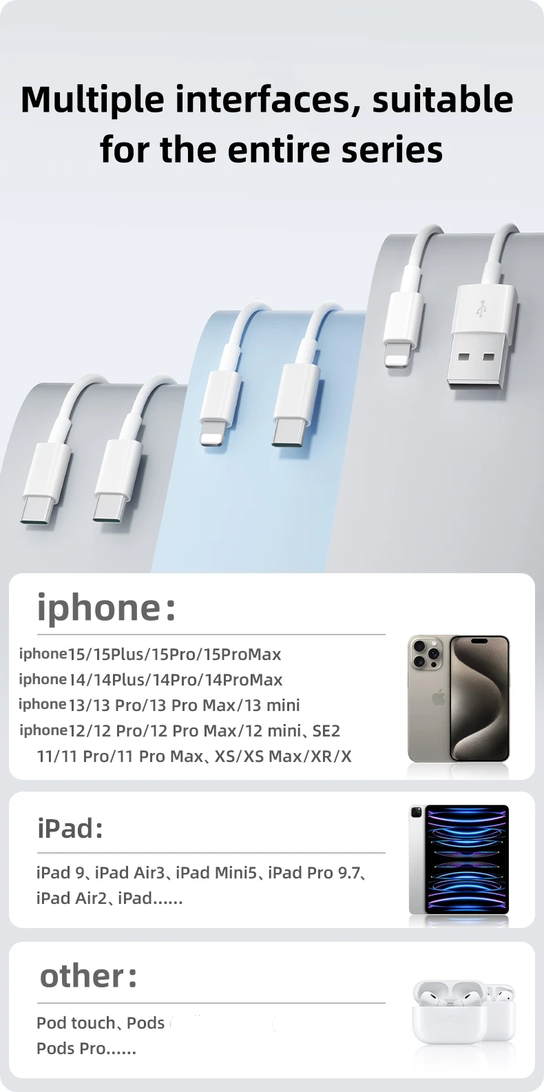 10PCS PD 35W USB Cable For iPhone 14 13 12 11 Pro Max 7 8 14 Plus XS XR Fast Charging USB C Cable Charger Date Wire Accessories