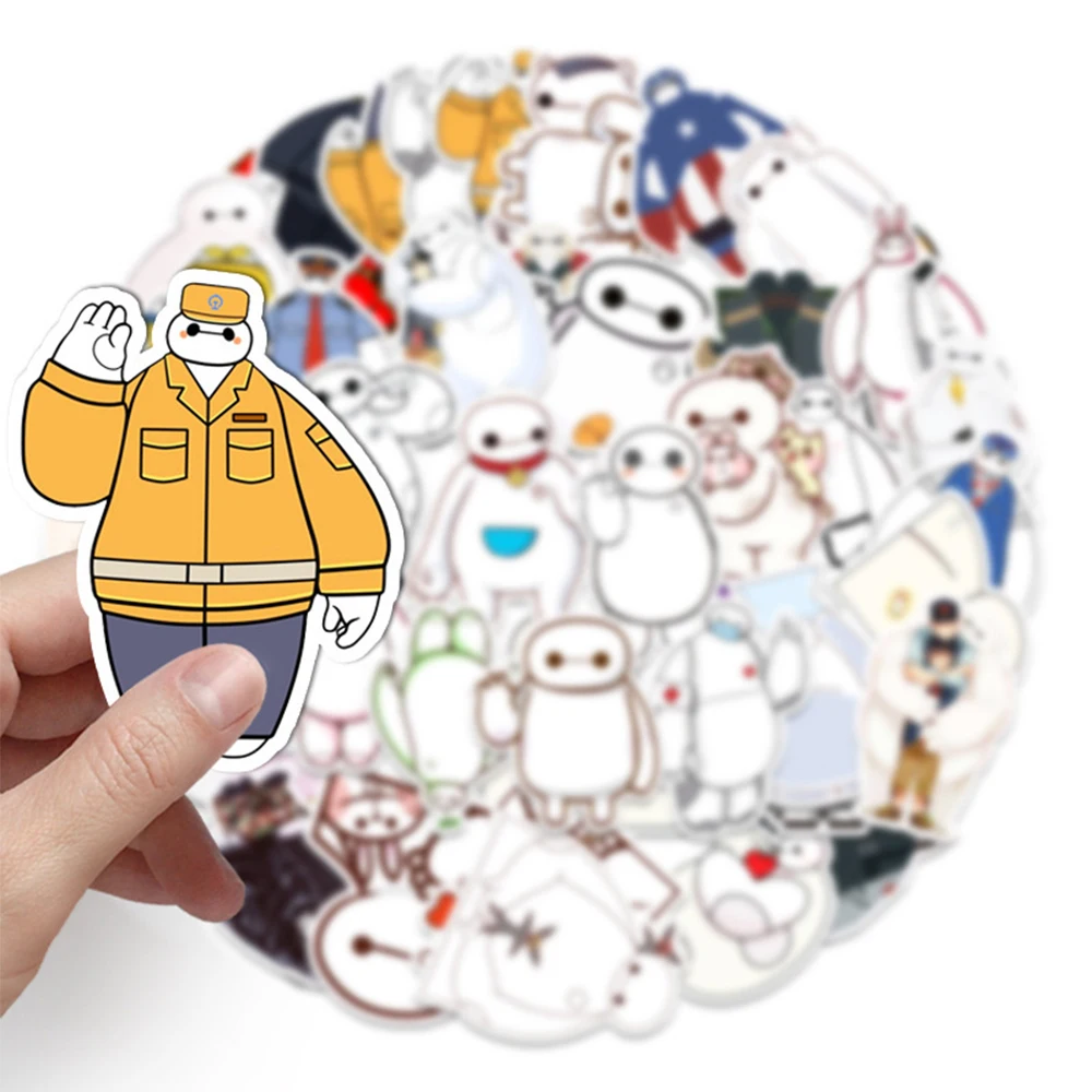 10/30/50pcs Big Hero 6 Baymax Stickers Anime Toys Waterproof DIY Graffiti Skateboard Laptop Car Cute Cartoon Kids Sticker Toys