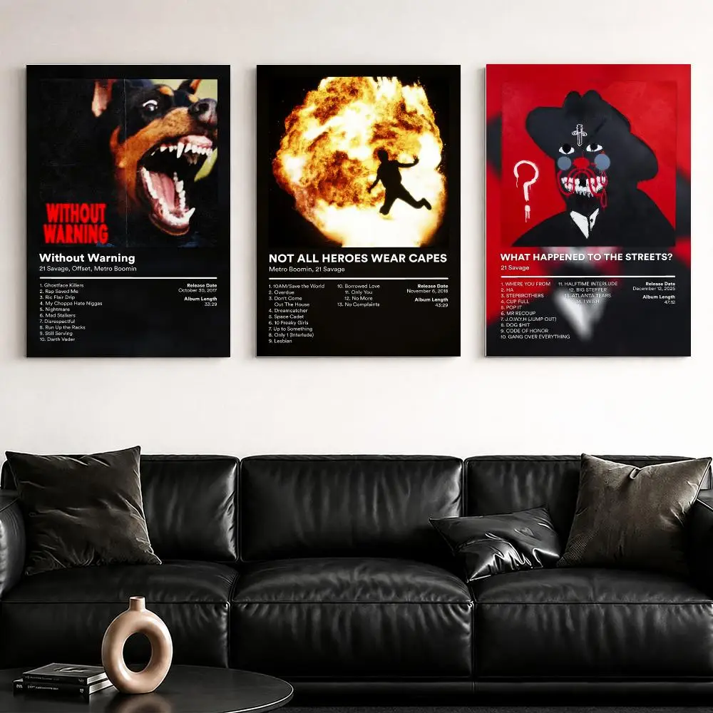 Rapper Album 21 S-Savage Framed Wall Painting Ready to Hang Canvas Poster for Bedroom Living Room Hallway Home Decor Gift