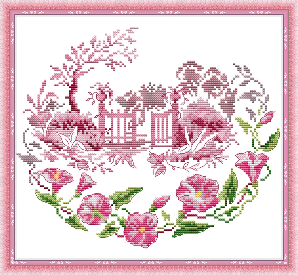 

Полный набор для вышивки крестом Morning Glory Garden Kit, штампованная печатная ткань без печати, DMC, рукоделие, домашний декор