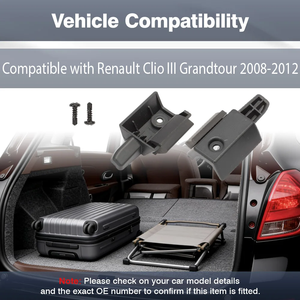 For Renault Clio III Grandtour 2008 2009 2010 2011 2012 4pcs Cargo Cover Clip With 2 Screws Black 7701479153