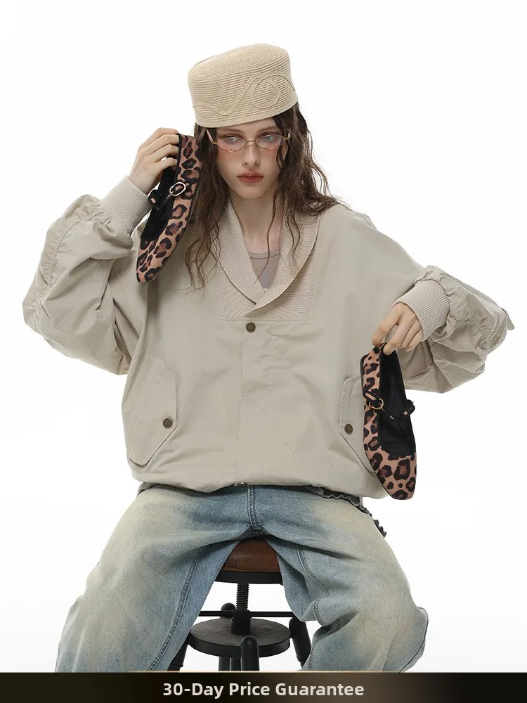 

American Retro Pilot Jaet Loose Casual Multi-ket Workwear Coat ort Sle for Couples Autumn New Arrival Nted Brand