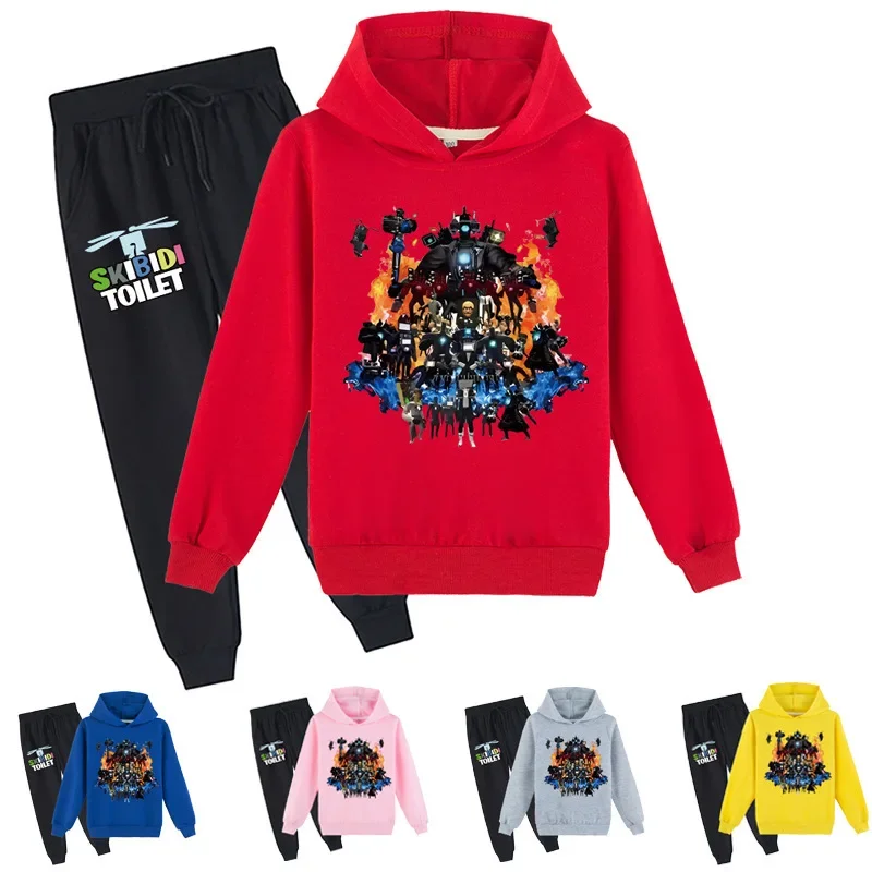 

Skibidi Toilet 2023Hot Style Surveillance Man Toilet Man Boys and Girls Casual Printed Hoodie Sweatshirt + Trousers Suit