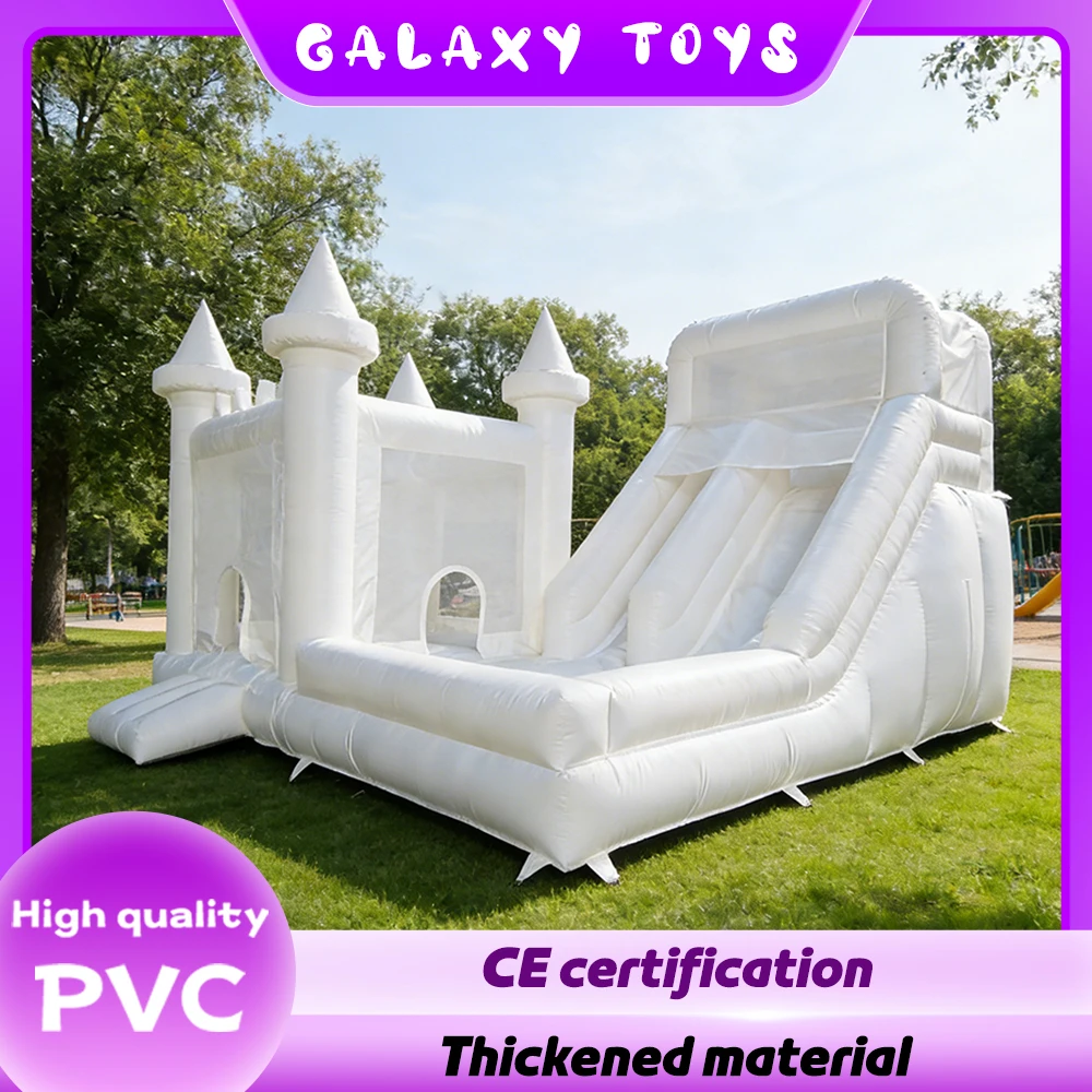 

Premium White Inflatable Castle with Splash Pool & Slide Ideal for Backyard Kids’ Parties and Outdoor Fun Jumping Castle