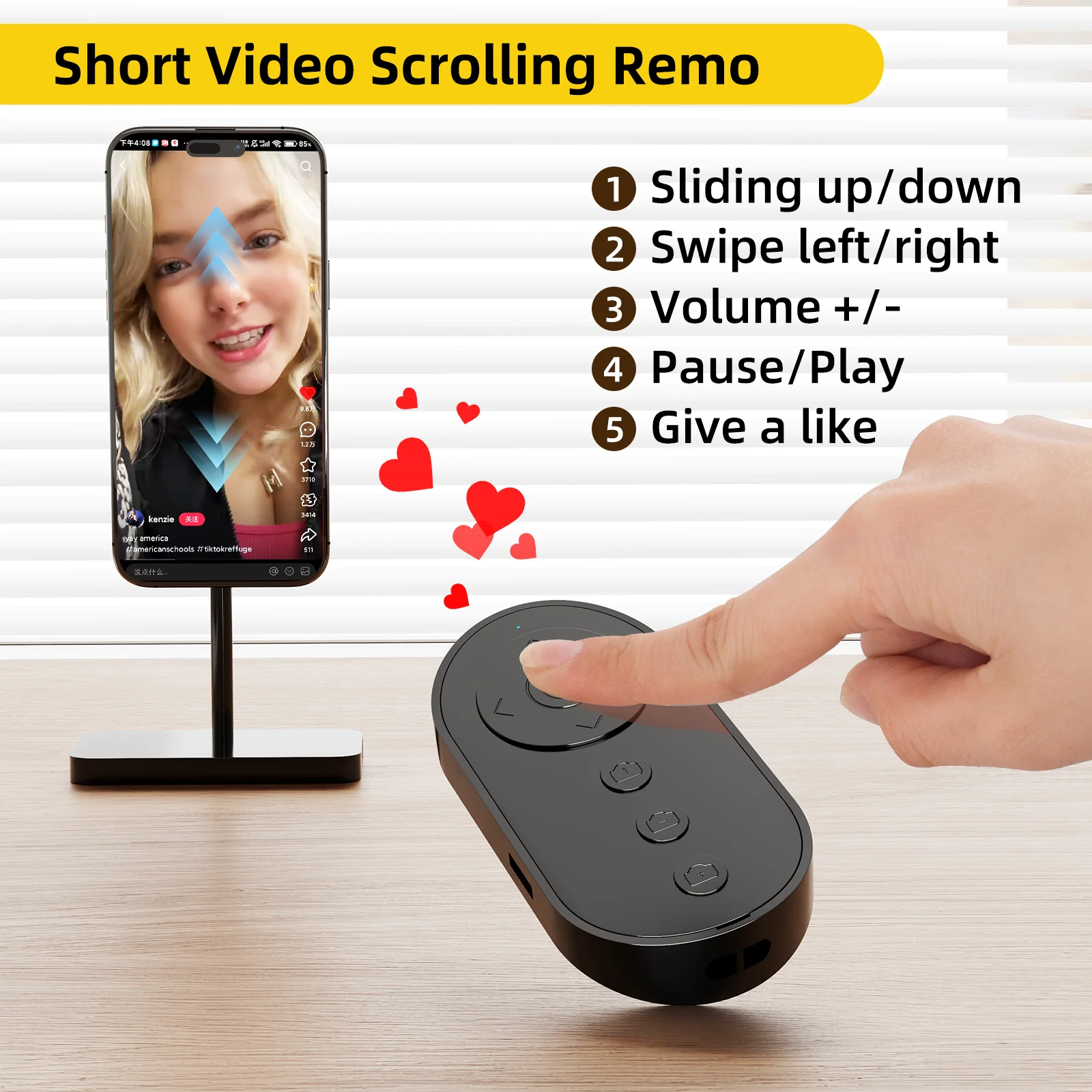 Bluetooth Camera Remote Shutter for smartphone Wireless Video Scrolling Remote for iOS & Android, Page Turner for E-Book App