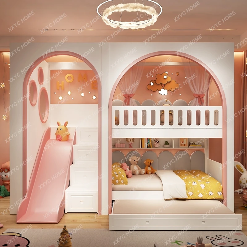 

Solid Wood Children's Bunk Bed up and down Bunk Bed Girls' Combination Height Bunk Bed Tree House Secret Base