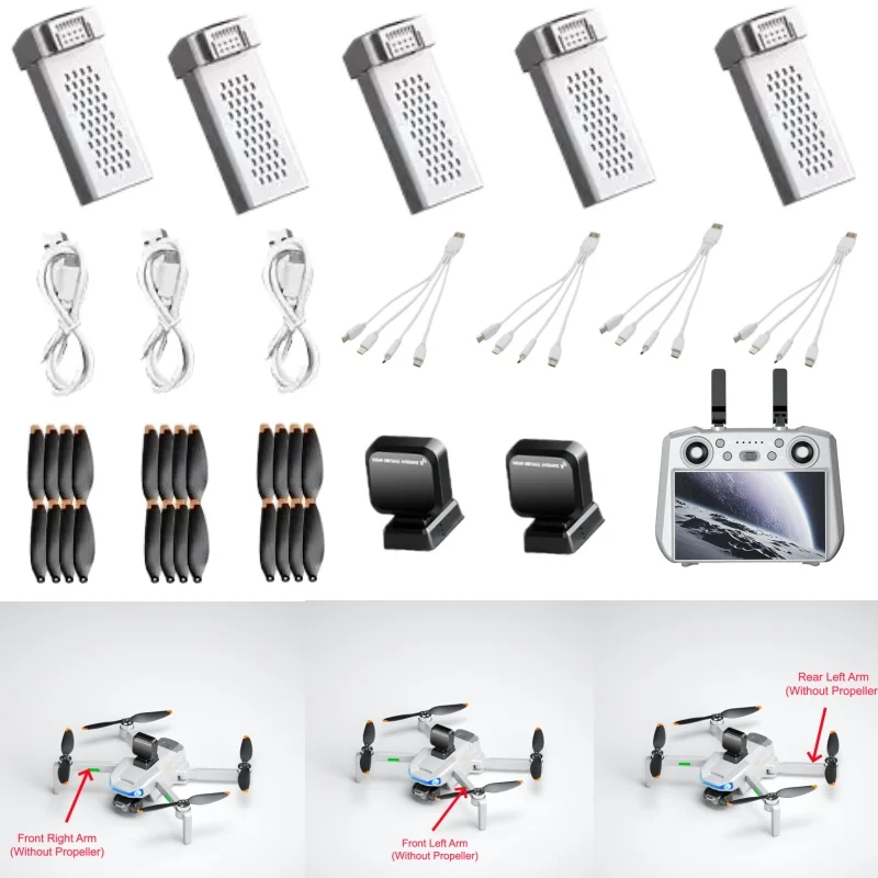 AE3 PRO MAX Drone  Accessories Battery 7.4V 3000mAh Propeller Charging Line Remote Control Motor Arm Obstacle Avoidance Parts