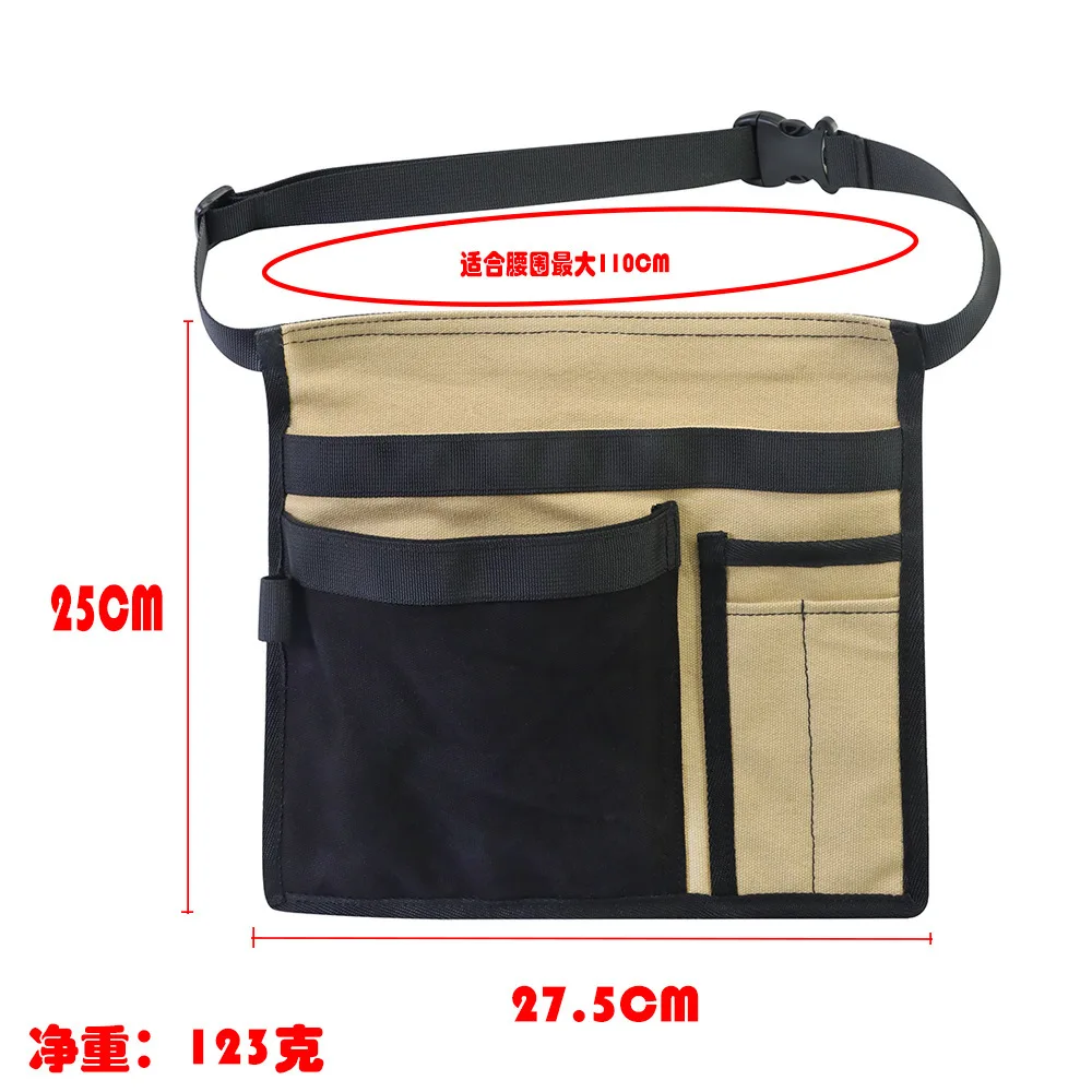 Riñonera de lona ajustable con múltiples bolsillos, bolsa de herramientas adecuada para electricistas, almacenamiento de herramientas de poda de jardín