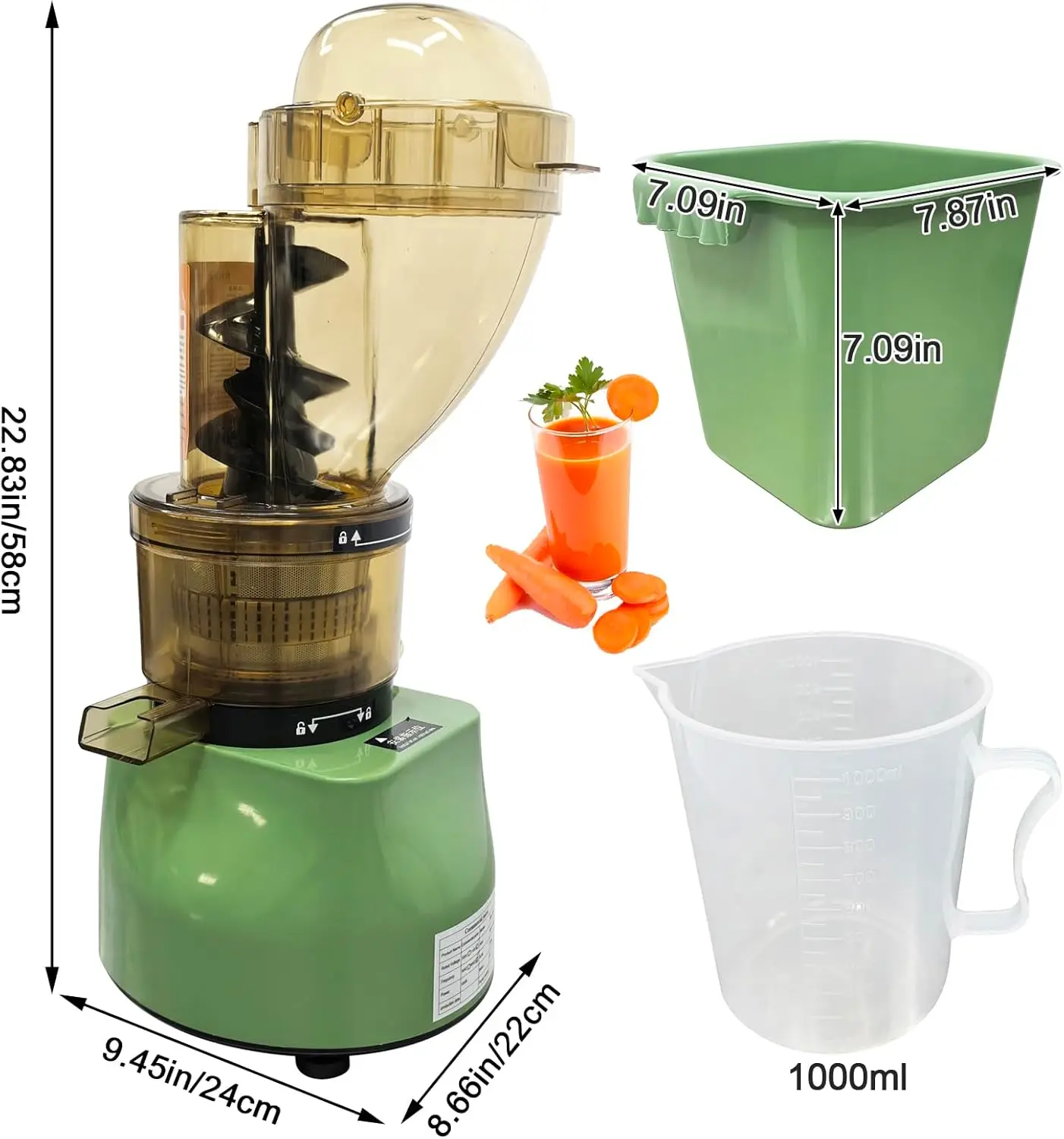 Commercial Juice Extractor High Yield 98% Juice Press Machine for Ginger Carrot Apple Vegetable and Fruit, Orange Juicer