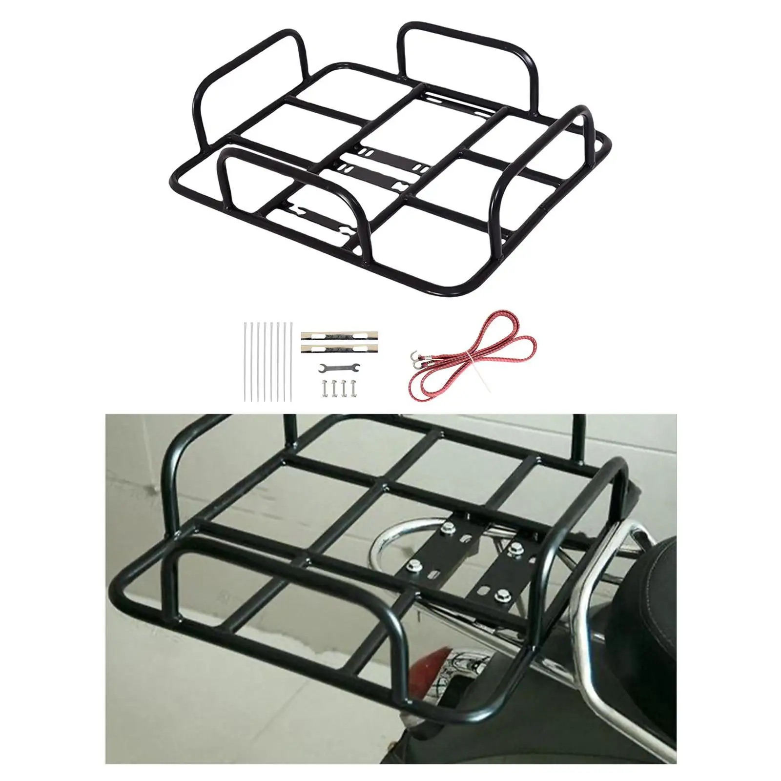 

Съемная металлическая задняя велосипедная корзина, большая погрузочная решетка, бесшовная стальная трубка, универсальная корзина для доставки еды на велосипеде
