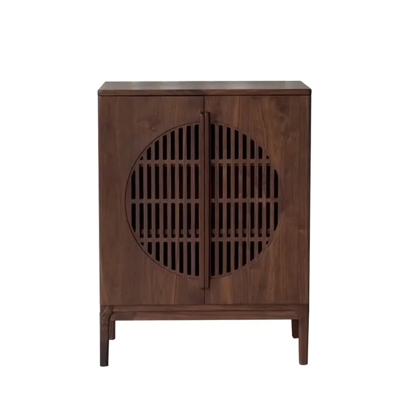 

Боковой шкаф для столовой из черного ореха, шкаф для гостиной из цельного дерева, дома, столовой, шкаф для дзен, яркий лунный шкаф, шкаф для хранения