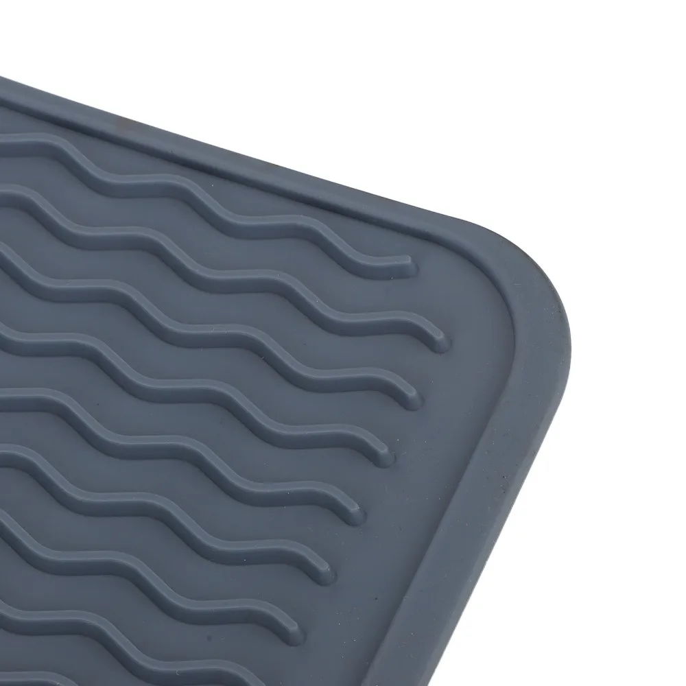 Multi color Water Proof Square Placemat Heat Insulated Oil Resist Dining Pad Wave Groove Rubber Meal Cushion Cup Drying