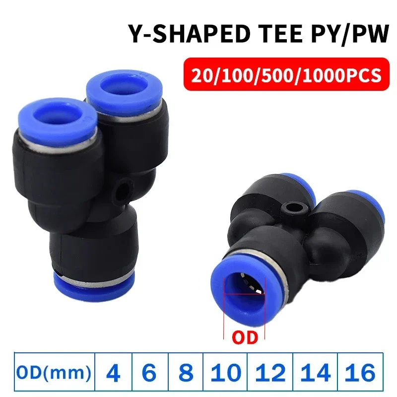 

Pipe Fittings Plastic Pneumatic Connector Fitting Quick Push For Air Water Connecting PY PW Connect 4 6mm 8mm 10mm 12mm Y Shape