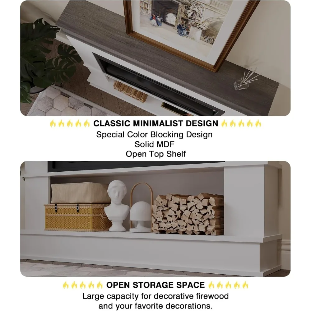 Aquecedor de lareira elétrico autônomo com inserção de 30 polegadas e chamas ajustáveis de 12 cores para salas de estar