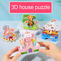 12/48Pc Cartoon 3D House Building Model Paper Jigsaw Puzzle Educational Toys for Kids Birthday Party Favors Kindergarten Rewards