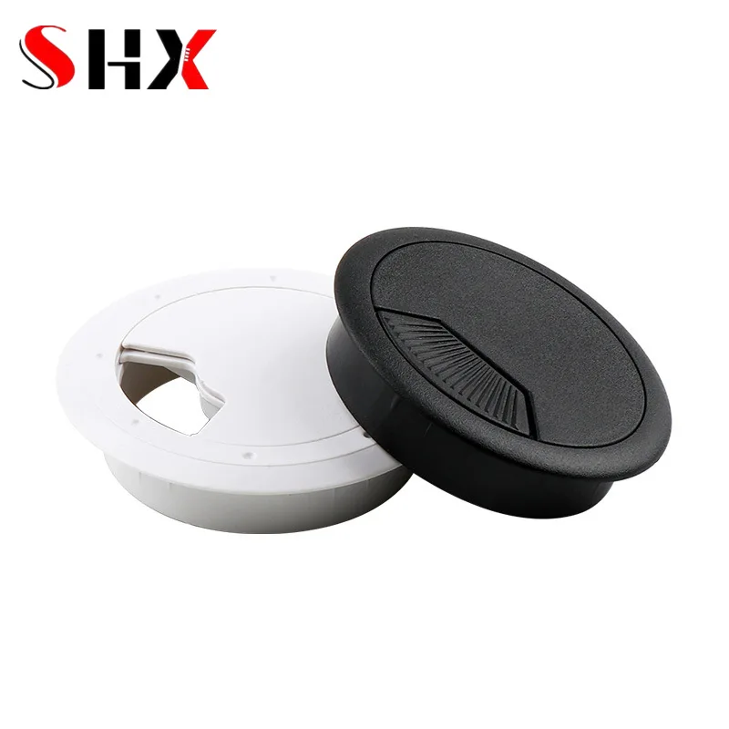 2 Pcs Hot ABS Desk Wire Hole Cover Base 50mm Office Desk Grommet Table Cable Outlet Port Wire Rack Organizer Furniture Hardware