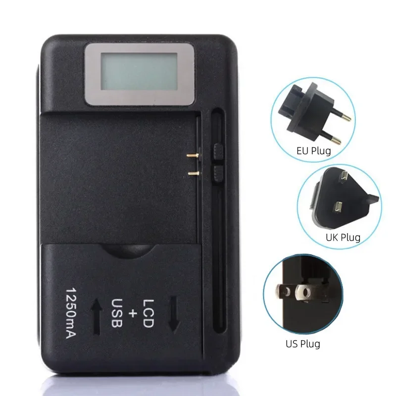 Universal US / EU /UK Mobile USB Battery Charger Adapter with LCD Indicator Screen for Cell Phones with USB Port