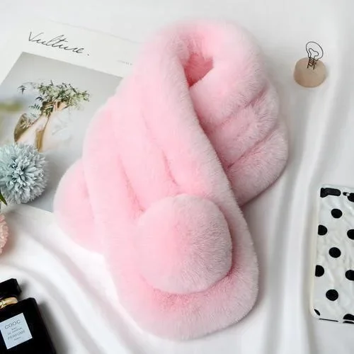 New Rabbit Fur Scarf Ladies Winter Warm Soft Fluffy Scarf Casual Women's Outdoor Warm Neck Scarf Three Tube Plush Scarf