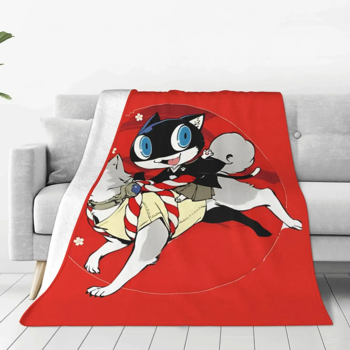 Personas Koromaru And Morgana Wool Blanket Fashion Throw Blanket for Sofa Bedding Lounge 125*100cm Plush Thin Quilt