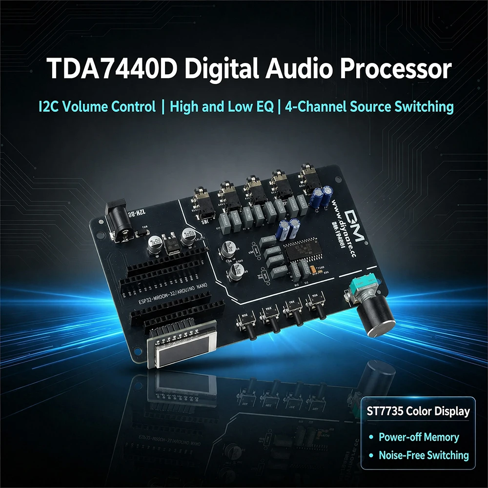 TDA7440 Chip Digital Audio Controller with 4-Channel Stereo Audio Input 1.8-Inch Display for Home Amplifier Modify/Car Speaker