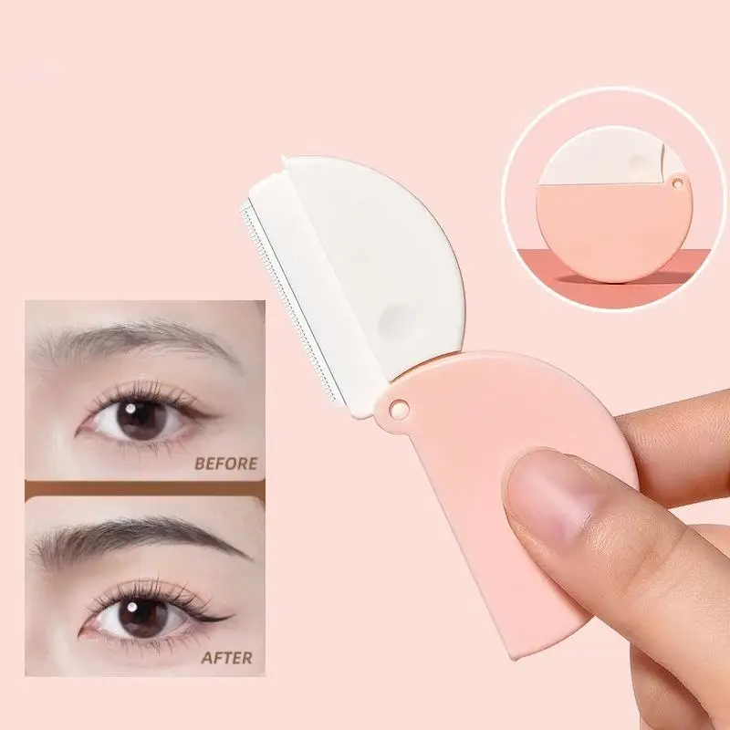 Round Folding Eyebrow Trimmer Stainless Steel Safe Blades for Sensitive Skin Precise Shaping at Home or Travel