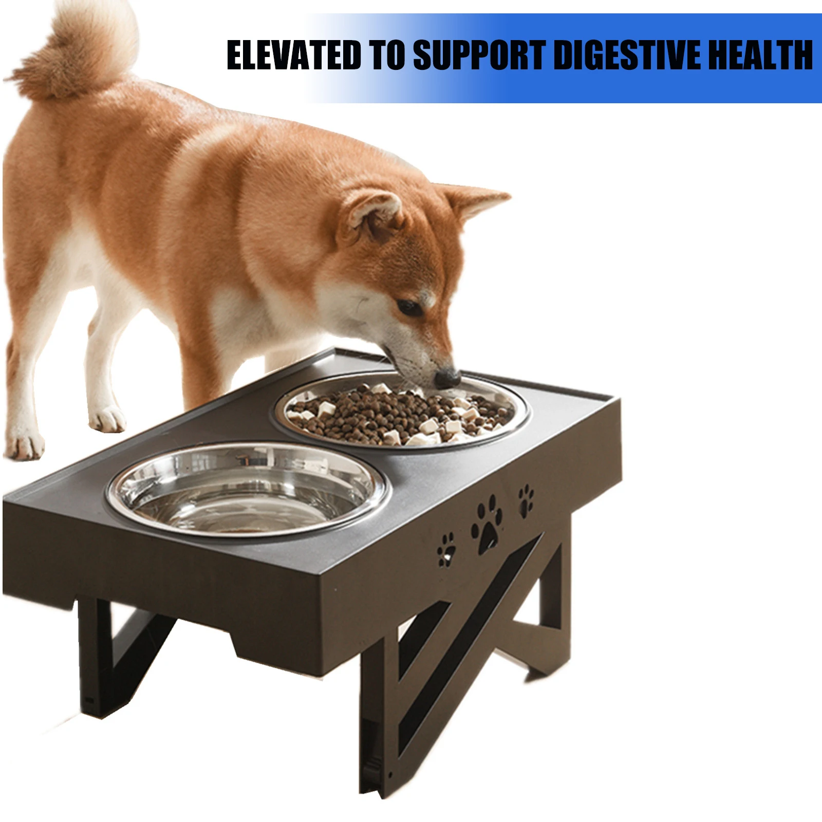 Stainless Steel Elevated Cats Dog Bowl Lifting Table With Standing for Medium Large 3 Rd Gear Adjustable Food Bowls for Dogs