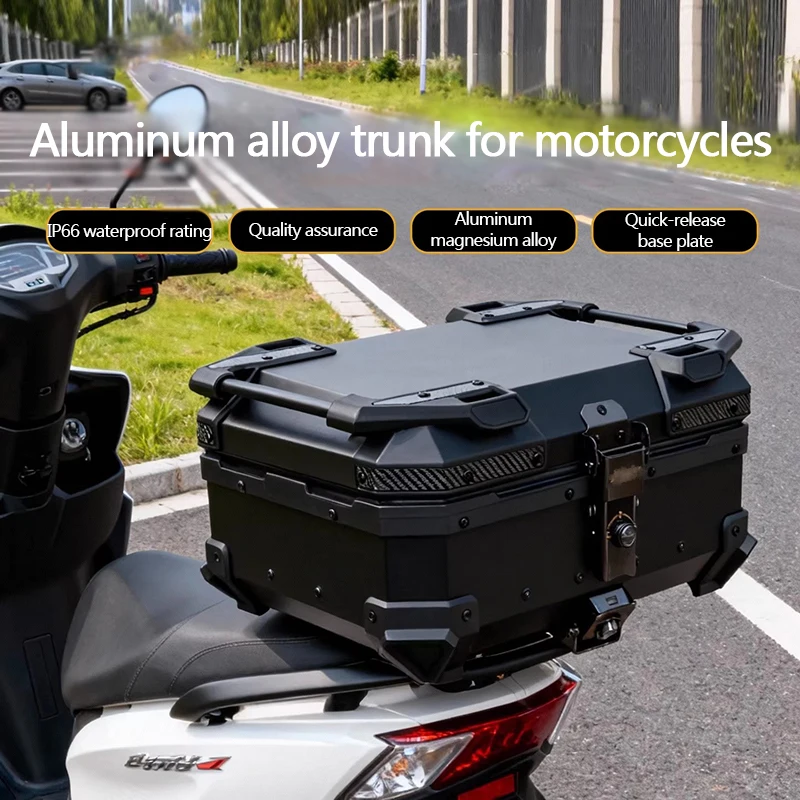 Motorcycle Trunk, 28L Aluminum Alloy Small Trunk, Quick-Release Universal Trunk for Electric Bicycles, Rainstorm-Level Waterproo