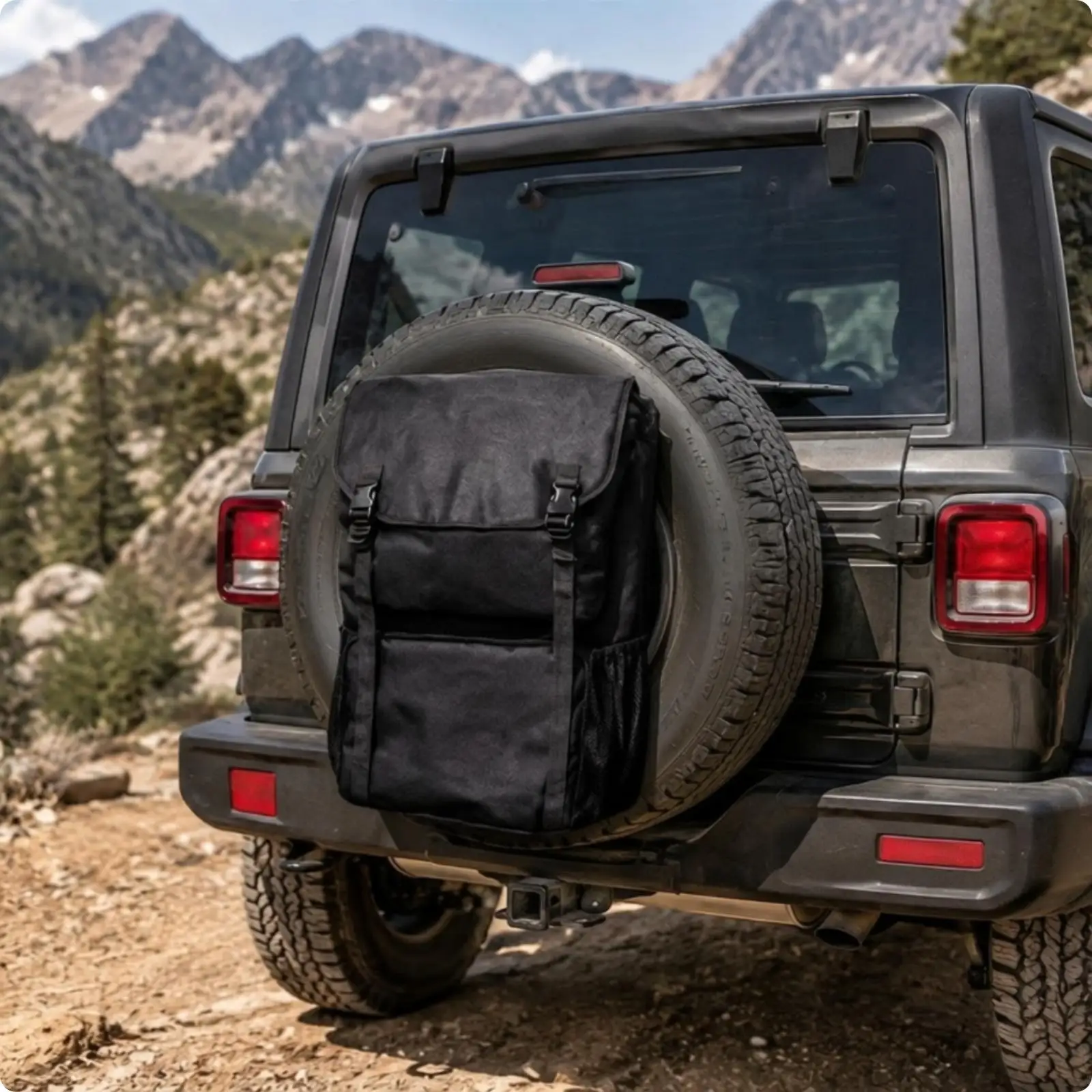 Spare Tire Trash Storage Compartment-Saving Spare Tire Storage Bag with Mesh Pockets Adjustable for SUV Owners, Travelers,