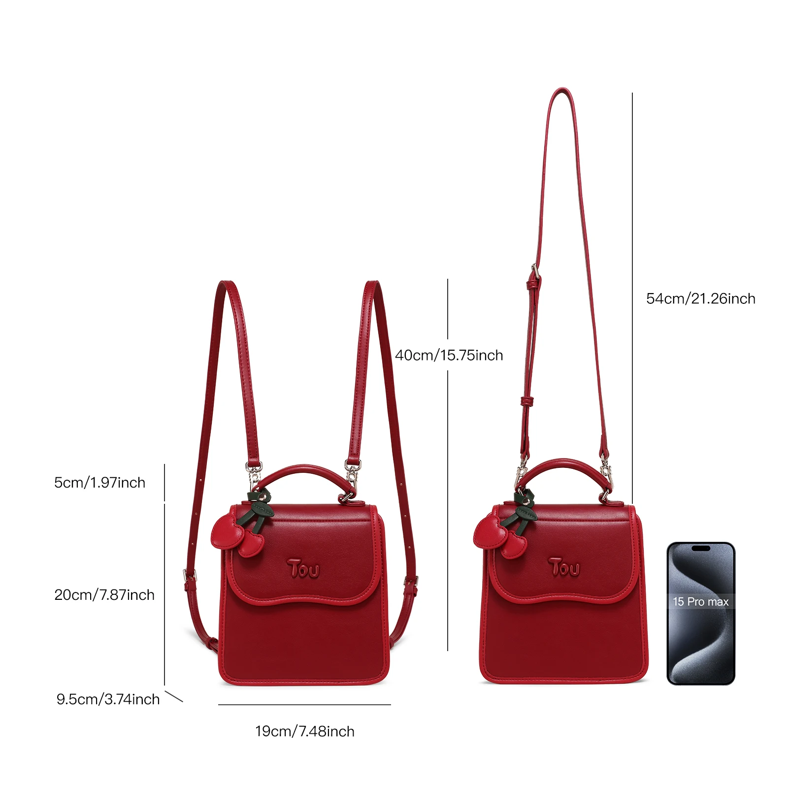 TOUTOU Original Designer Brand Bag Cherry Pendent Female Replica Bag Red One Shoulder Handheld Crosssbody Backpacks Fashion