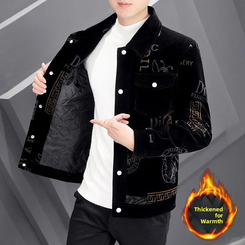 

Мужская фланелевая куртка на весну-осень с хлопковой подкладкой, воротником-стойкой, теплая, в корейском стиле, классического кроя, удлиненная верхняя одежда